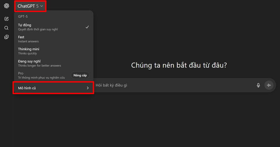 Cách chuyển từ ChatGPT-5 sang ChatGPT-4o cực đơn giản